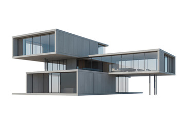 Modern architectural building design isolated on transparent background