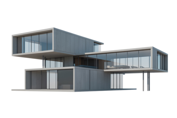 Modern architectural building design isolated on transparent background