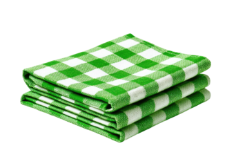 Green-white checkered folded stack of cloth