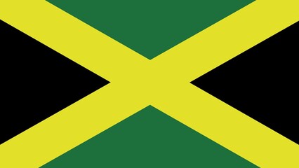 Jamaica national flag, yellow cross with green and black fields
