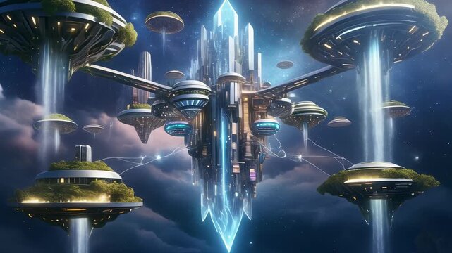 A floating metropolis powered by blue light energy