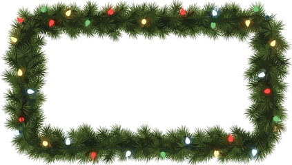 Festive Christmas Frame with Garland and Lights for Holiday Decor