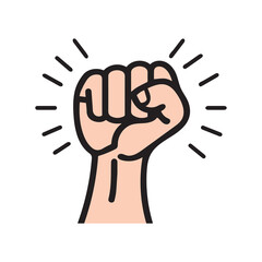 Obraz premium Fight hand human strong icon. Freedom stain black outline design.