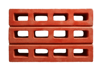 Red perforated brick, three rows of rectangular holes