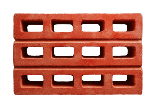 Red perforated brick, three rows of rectangular holes