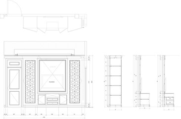 TV Cabinet Interior Design for Living Room with Display Cabinets and Storage Units in the TV Zone