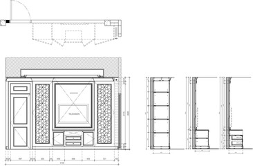 TV Cabinet Interior Design for Living Room with Display Cabinets and Storage Units in the TV Zone