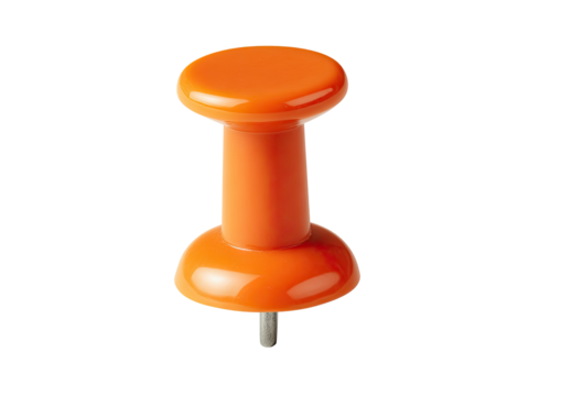 Orange pushpin with a metal point against a black background