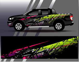 Car wrap design vector. Graphic abstract stripe racing background designs for vehicle, rally, race, adventure and car racing livery