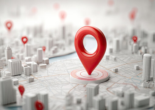 Red marker pinpoints city map location