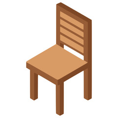 wooden chair furniture interior flat color vector illustration template design