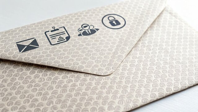 Tax Social Security Concept. Decorative envelope featuring icons for mail, calendar, and security.