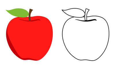 Apple vector icon. Colorful design and outline of an apple.