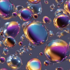 A vibrant display of iridescent bubbles floating in a soft gradient background, showcasing a spectrum of colors and reflections.