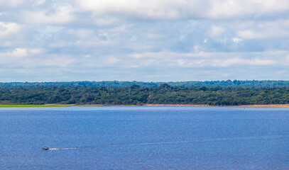 Rio Negro and Amazon River Meeting of waters Amazonas Brazil.