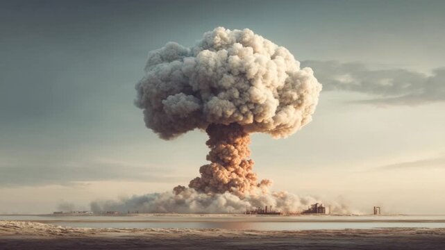 Atomic Cloud Rising: A dramatic visualization of the immense power and destructive force, depicting a colossal atomic cloud billowing upwards into the sky.