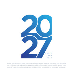2027 Happy New Year logo text design. 2027 number design template.