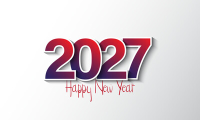 2027 Numbers Design on white background for new year celebration.
