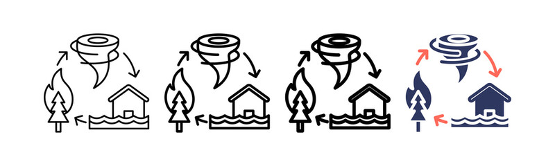 Natural Disaster  multi outline icon