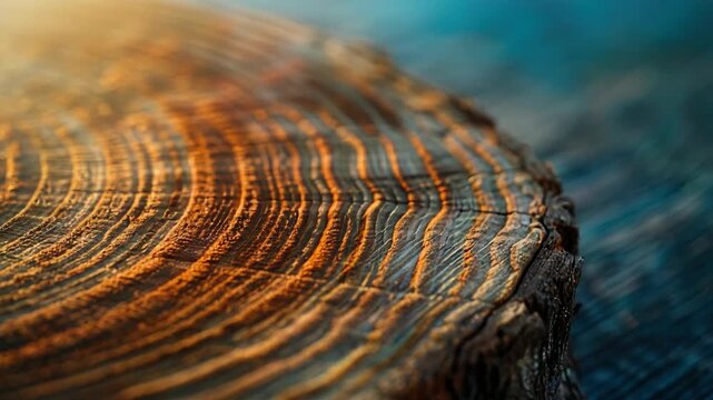 Close-up of tree rings with rich texture and vibrant colors