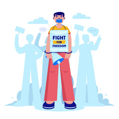 Fight for Freedom of Free Speech Protest Vector Illustration