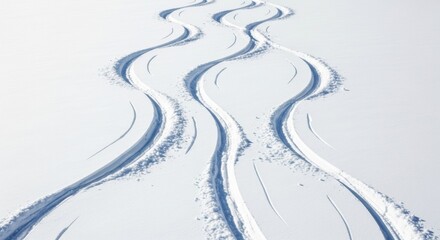 Snow Tracks in Fresh Powder, Ski, Ski tracks, Skiing