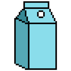 Pixel Box Milk Juice Vector Ideal for gaming, food, market, beverage, or digital art themes requiring a simple retro 8-bit aesthetic.