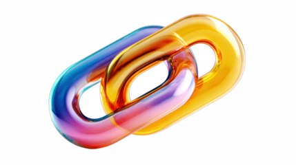 Chain link Icon isolated on white - Blue chain icon - 3d rendering white, icon, strength, security, digital, chain, three-dimensional