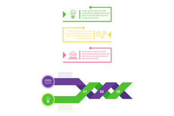 Infographic displaying set of colorful sections highlighting various concepts, processes, and ideas using shapes and simple icons to convey information effectively
