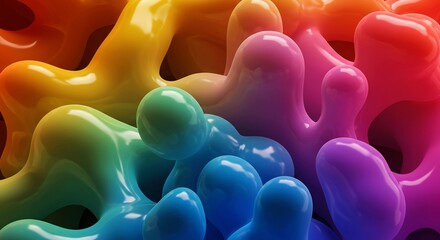 鮮やかな虹色液体が光沢を放ち滑らかにうねる抽象的デザイン現代アートの躍動的な美. AI Generated