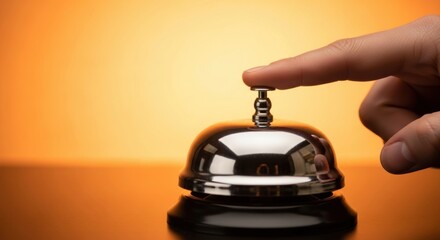 Finger pressing a bell on a desk, Service, Reception, Hotel