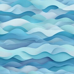 Fototapeta premium Abstract wavy layers in various shades of blue create a serene and modern aesthetic, reminiscent of water or soft natural elements.