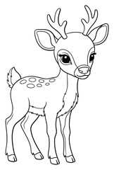 Cute Baby Deer Fawn Coloring Page Outline Vector Illustration Cartoon Woodland Animal
