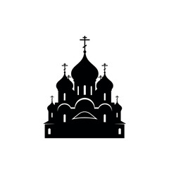 Orthodox Church Cathedral Silhouette Icon.