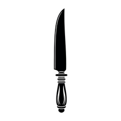 Vintage Kitchen Knife Black Silhouette.