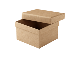 Unadorned open box with lid, natural brown on black