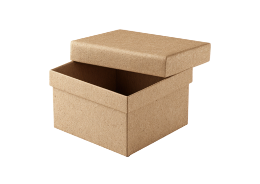 Unadorned open box with lid, natural brown on black