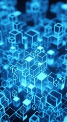 Fototapeta premium Abstract Blue Translucent Cubes Matrix