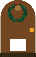 Vintage Christmas Door Flat Design Elements