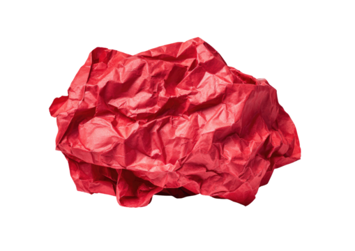 Red crumpled paper ball