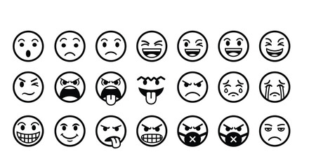Expressive emoji faces capture a spectrum of emotions for your designs