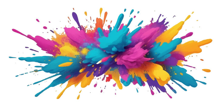Colorful paint splash pattern, artistic watercolor stain texture, ink drop illustration element