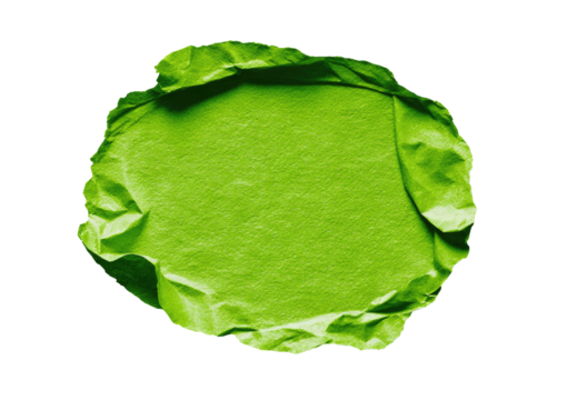 Crumpled green paper, oval shape, black backdrop