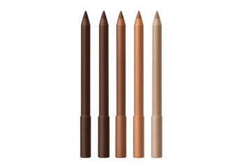 Nude eyeliner pencils showcasing various skin tones and inclusive shades, beauty makeup product gradient