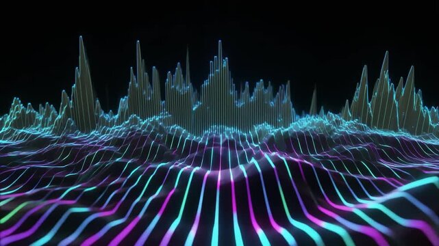 躍動する音波が刻むリズムの抽象ビジュアル
