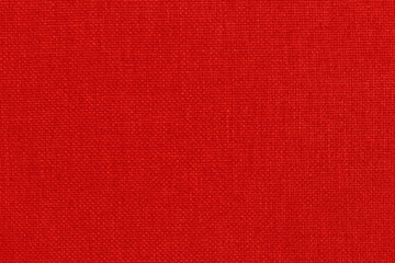 Dark red linen fabric cloth texture background, seamless pattern of natural textile.