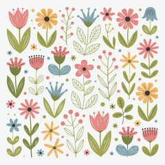 Seamless floral pattern with flowers and leaves design