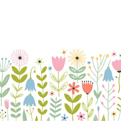 Seamless floral pattern with flowers and leaves design
