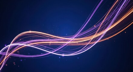 Abstract Flowing Purple and Orange Light Trails