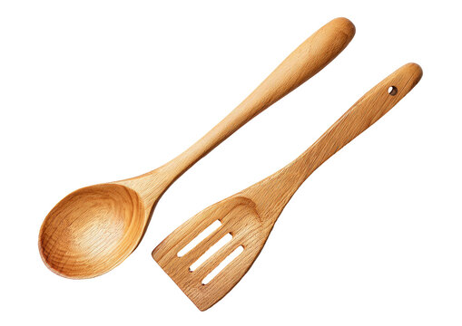 Wooden spoon & slotted spatula kitchen utensils set
